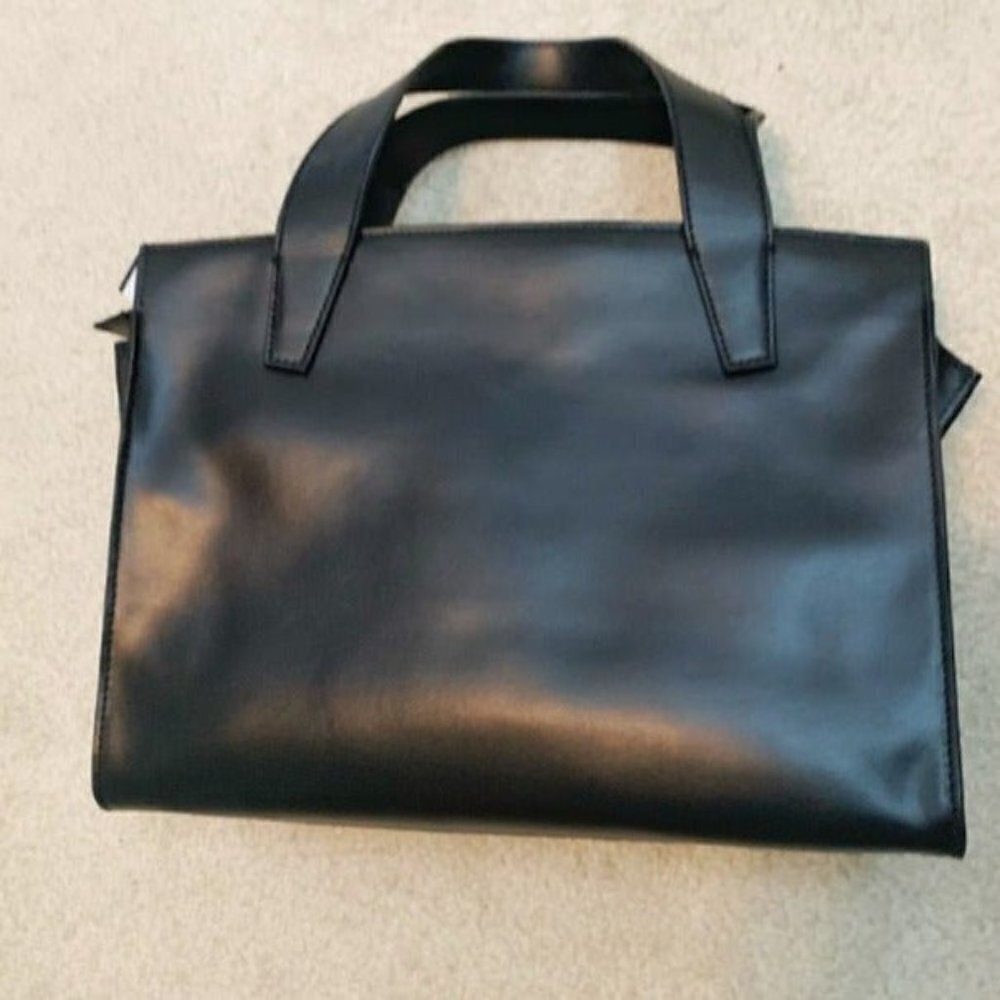 Barney's New York NWT Black Leather Pocket Tote Purse - Picture 5 of 12